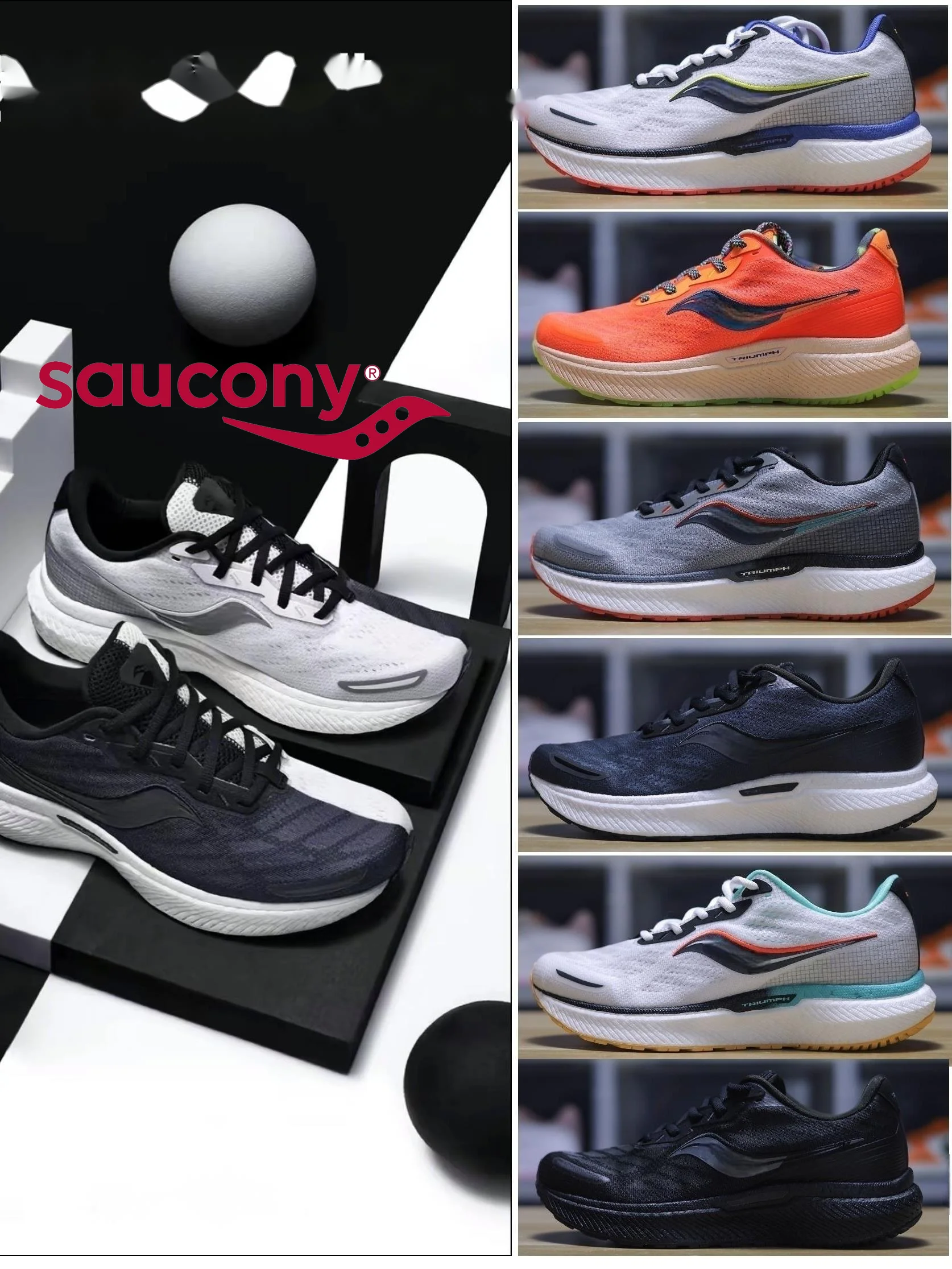 

Saucony Classic Triumph 19 Men Shock Absorption Popcorn Outsole Casual Running Shoes Women Runner Jogging Lightweight Sneakers
