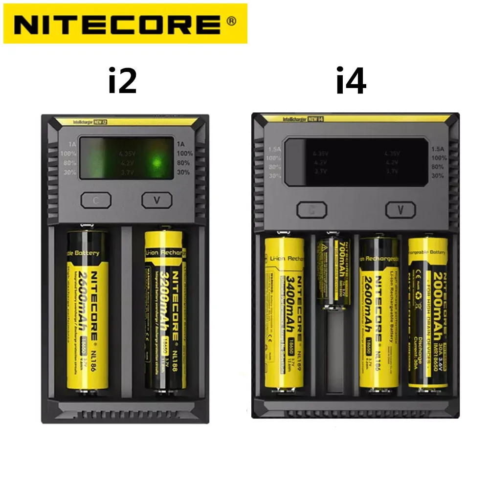 

100% Real Nitecore i2 i4 Digicharger Quick Charge Universal Battery Charger for Ni-MH Ni-CD AA AAA 26650 14500 Li-ion Lithium