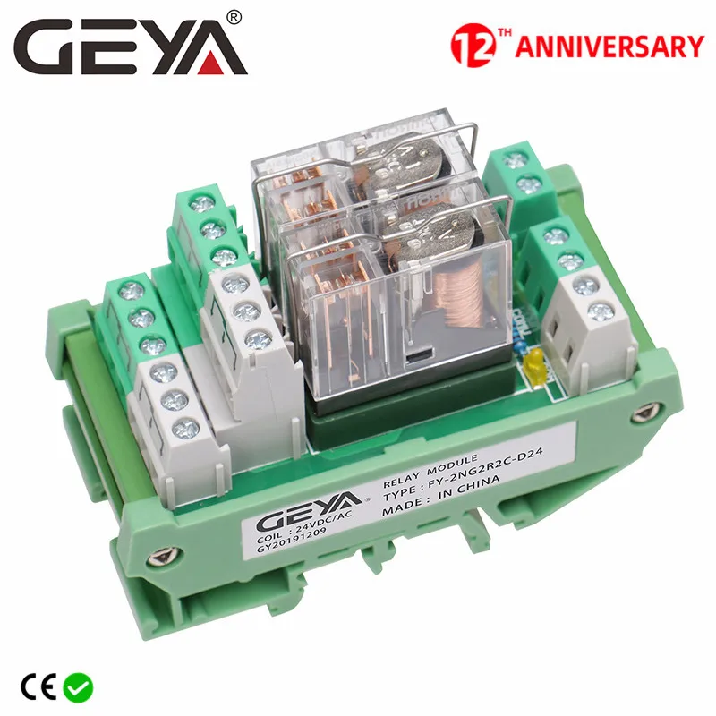

GEYA 2NG2R 2 Channel Omron Relay Module 2NO 2NC DPDT PLC RELAY Interface 12V 24V AC/DC