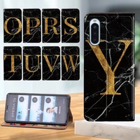 leather flip case for sony xperia l4sony xperia 1 iisony xperia 10 ii black marble letter print stand phone protective cover
