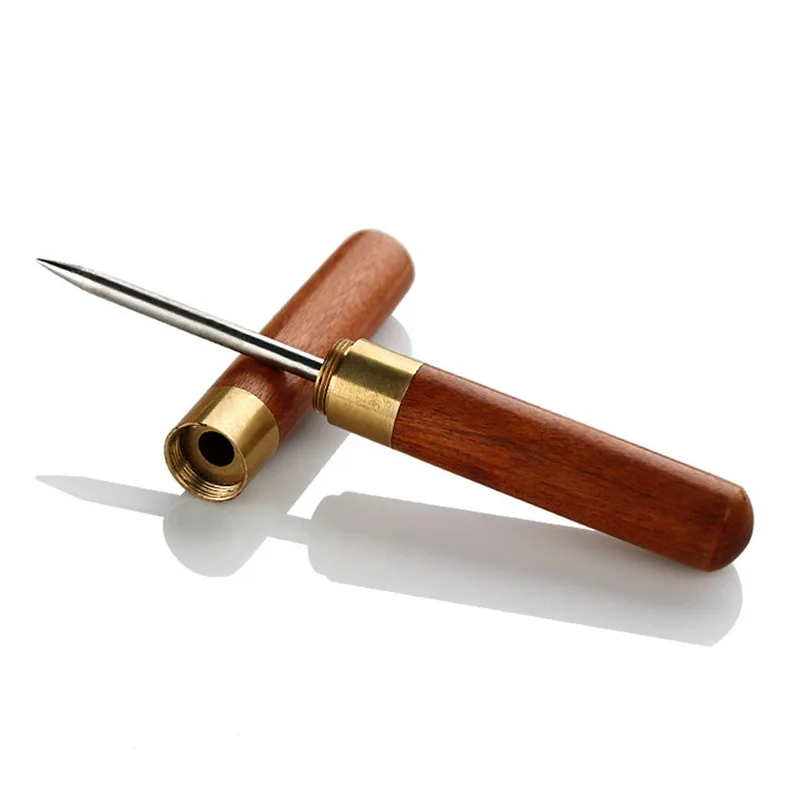 1Pcs Stainless Steel Black Sandalwood Chinese Puer Tea Needle Cutter Damascus Knife Pro Breaking Prying Brick Tools