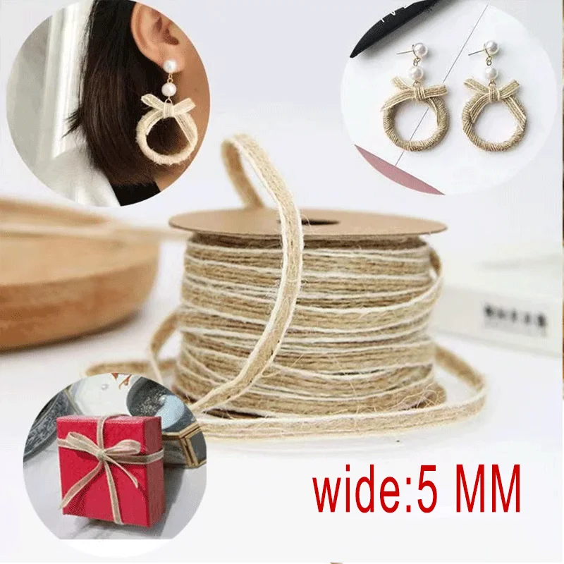 

10/20m Jute Rope Burlap Hessian Ribbon with Lace Gift Wrapping Packing Ribbon DIY Crafts Wedding Decorations Ribbons Christmas