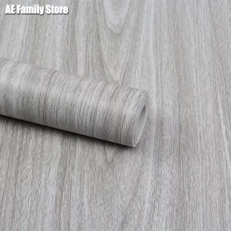 

Gray Wood Grain Wallpaper Furniture Renovation Waterproof Sticker Pvc Self Adhesive Removable Wallpaper for Living Room