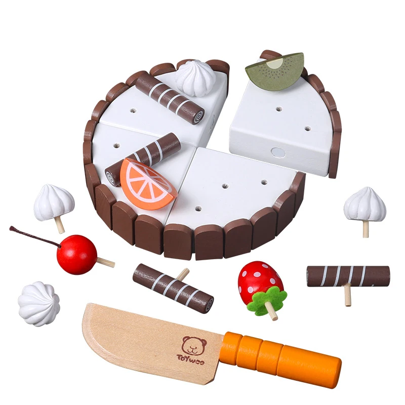 

New Mother Garden Kids Kitchen Wooden Toys Pretend Play Birthday Cake Magnetic Wooden Cake Baby Food Toys for Boys Girls Gift