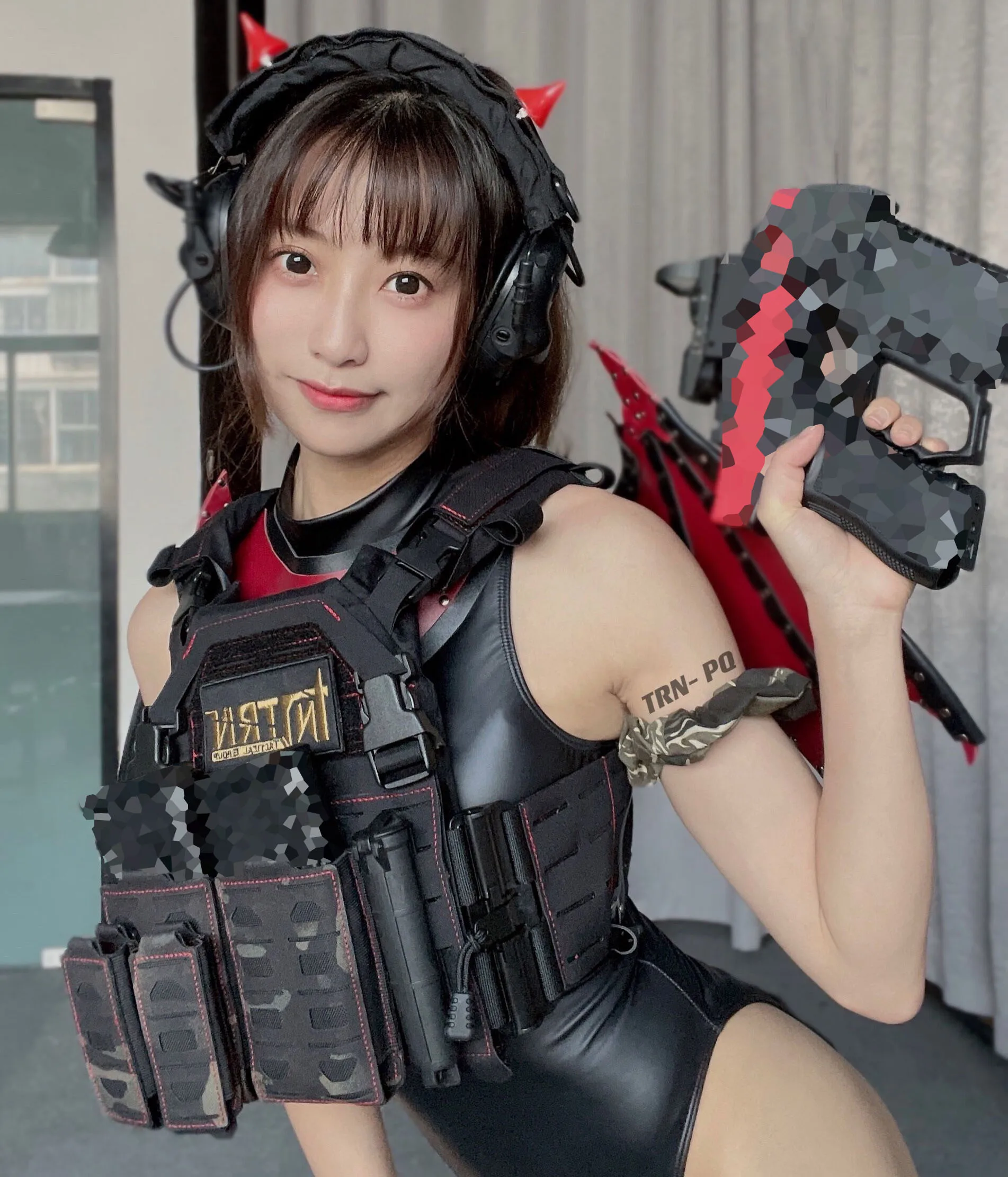 

[TRN]BAC Black And Gray Industrial Children Girls Armed Girls Tactical Vest QPC Entry-Ievel Small Super Small