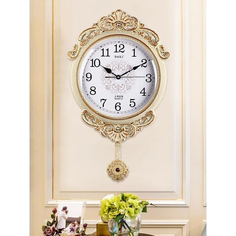 

Европейские настенные часы в стиле ретро, креативные домашние качели для гостиной, американские часы, современные минималистичные креатив...