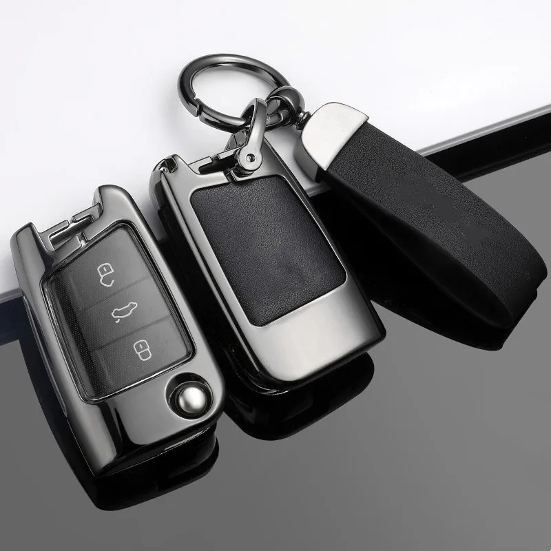 

Alloy Flip Folding Remote Key Case Cover For Volkswagen VW Golf 7 MK7 Tiguan For Skoda Octavia For Seat Ateca Car Accessories