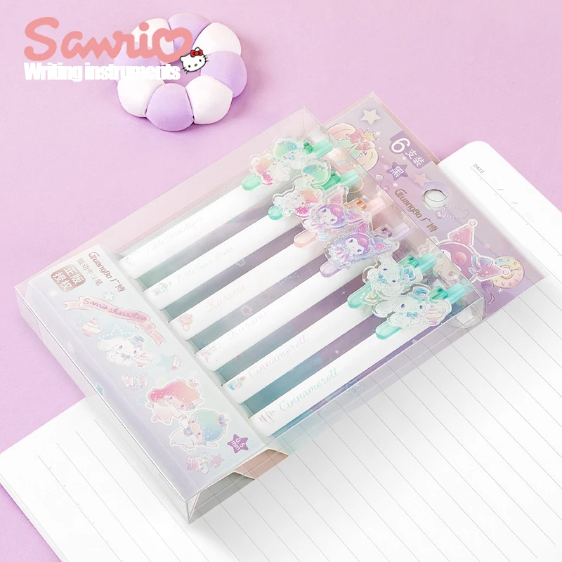 

6 шт. Sanrio мультфильм Hello Kitty гелевая ручка Макарон простой цвет Kuromi ограниченный St ручка наконечник Дети Обучение Канцтовары Оптовая Продажа