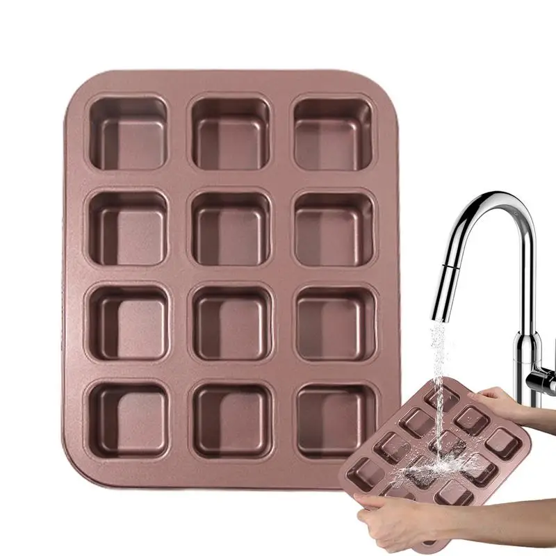 

Brownie Baking Tray Nonstick Carbon Steel Baking Mold Pans For Cupcake With 6/12 Cavities Baking Mold Tools For Brownies Mini