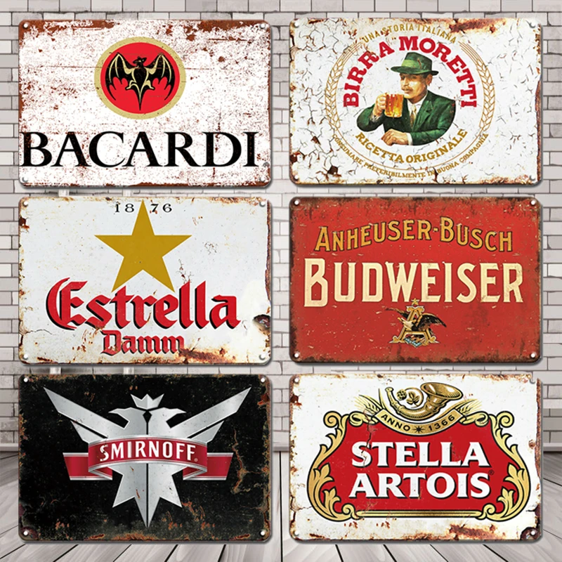 

Beer Stickers Metal Plaque Tin Sign Vintage Tiki Bar Metal Poster Decor Plates Retro Home Kitchen Decoration Accessories
