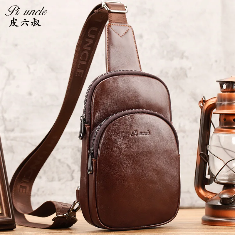 

Men's Chest Bag Crossbody Bag New Mini Chest Backpack Lightweight Outgoing Pure Cowhide
