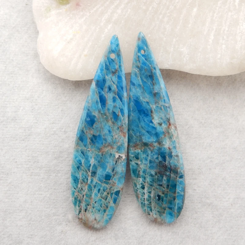 

Модные серьги из натурального голубого апатита с драгоценными камнями, аксессуары для ювелирных изделий x 43x4 мм г