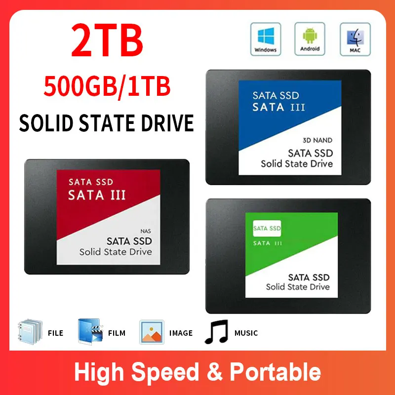 

Оригинальный Портативный твердотельный накопитель SSD 1 ТБ 2,5 дюйма 500 ГБ с большой емкостью для настольного ПК, Внутренний твердотельный нак...