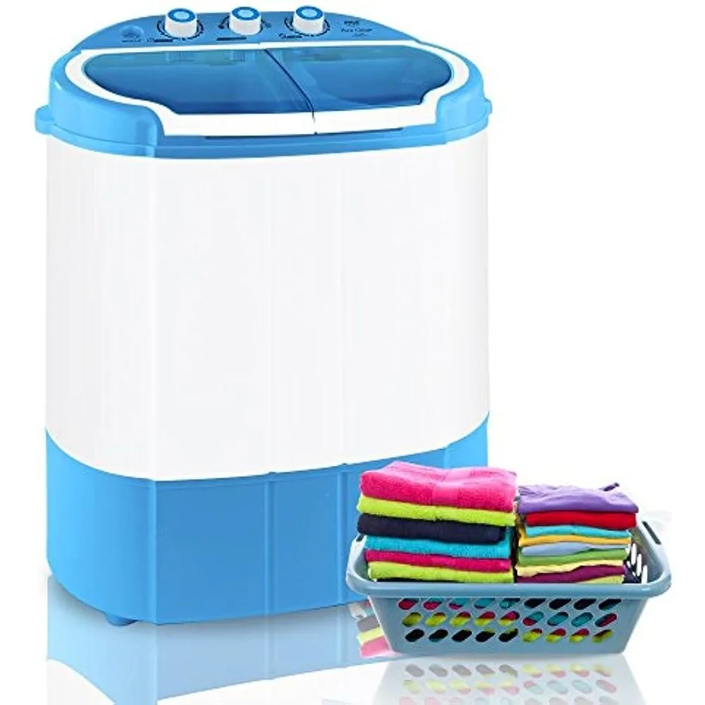 

Mini Washing Machine, Twin Tubs, Spin Cycle w/Hose, 11lbs. Capacity, 110V - Ideal For Compact Laundry