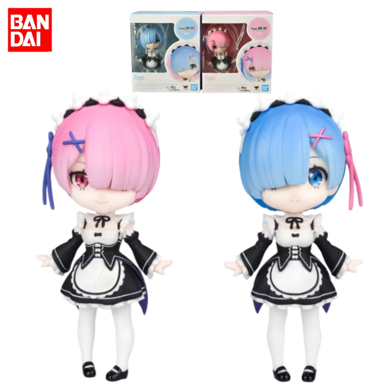 

Bandai Original Re0 Anime Figure 9Cm Figuarts mini REM RAM Action Figure Toys For Kids Gift Collectible Model Ornaments
