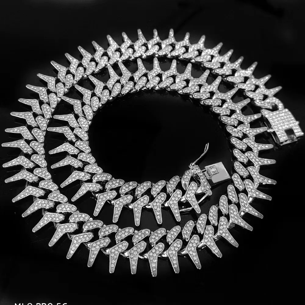 

Men Women Hip Hop Iced Out Bling Cubana Chain Necklace High Quality 12mm Width Hiphop Chain Necklaces Fashion Charm Jewelry Set