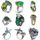 Коллекция животных! Изысканные уникальные туманные кольца в виде паука для женщин, блестящие CZ Кристаллы, кольца в виде животных, Женские аксессуары, подарки