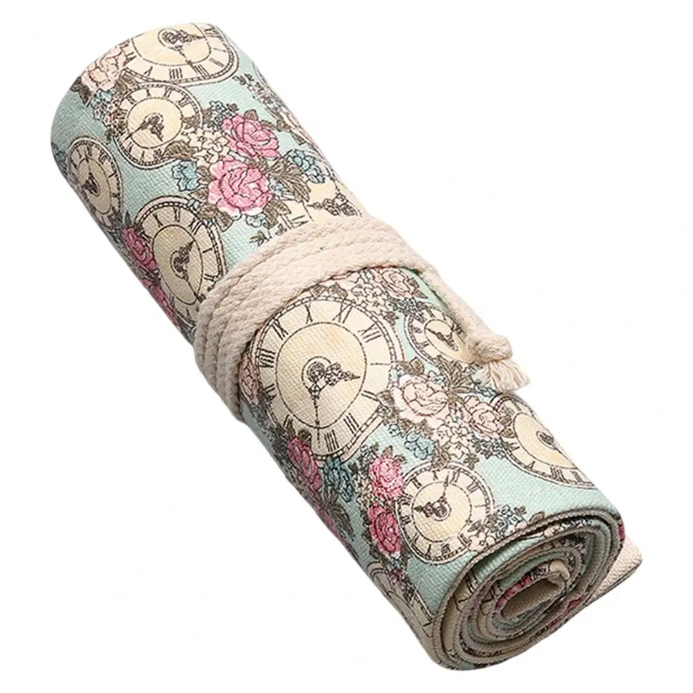 

Моющийся компактный пенал для карандашей, большая емкость, 12/24/36/48/72 отверстий, многофункциональные часы в рулоне, пенал, ручка для хранения