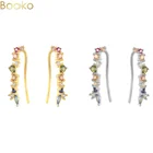 S925 стерлингового серебра мини серьгу-пачка цветов радуги для CZ цирконием, круглые альпинист серьги для женщин, хорошее ювелирное изделие, настоящее 2020 Новый класса люкс