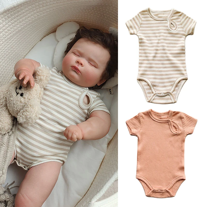 

New Stripe Infant Bodysuits Cotton Baby Rompers Solid Newborn One Piece Baby Boy Onesie Clothing New Born Bodysuit