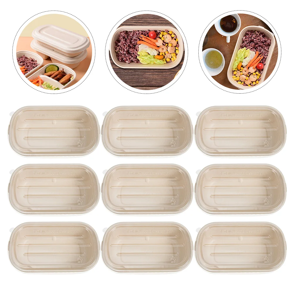 

10Pcs Boxes Salad Containers Fruit Boxes School Lunch Trays Paper Take Out Boxes