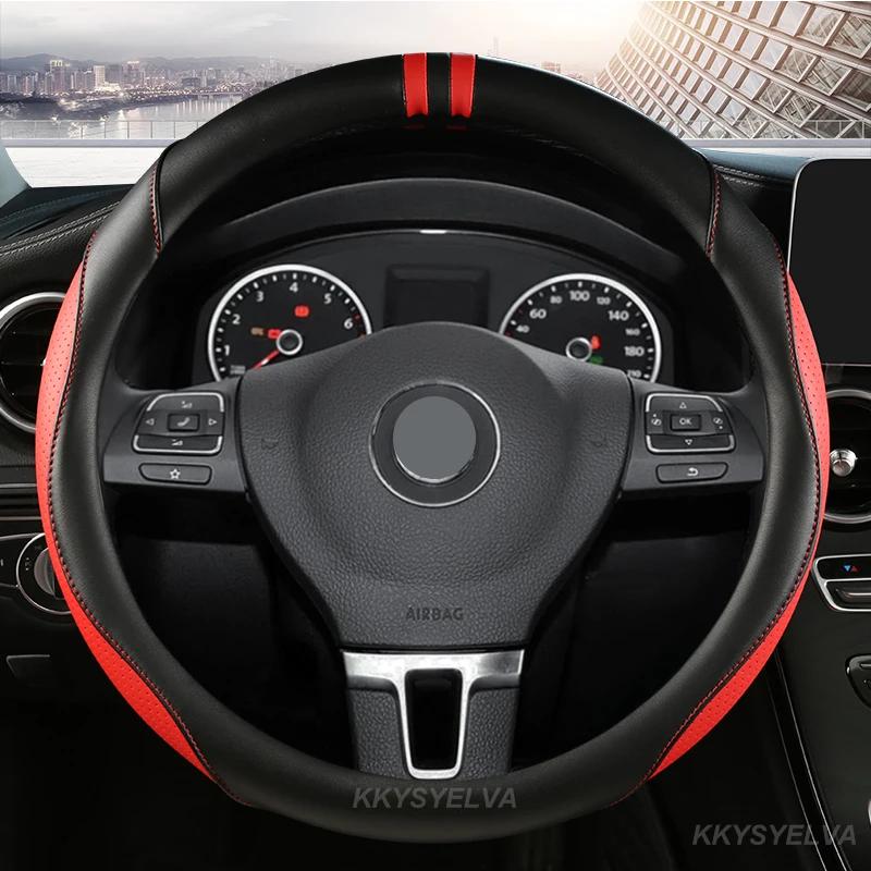 

Чехол на руль автомобиля, чехол 38 см, 15 дюймов, кожаный, для VW Ameo Arteon/CC Beetle Tiguan Golf 7 Jetta Lamando Passat Phideon Polo Up Vento