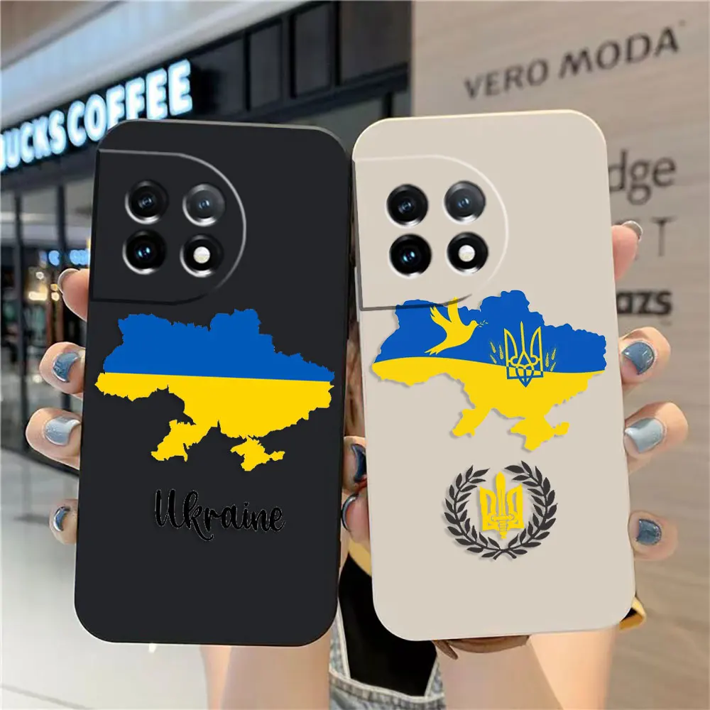 

Case For Oneplus 11 10 9 9R 8 8T 7 7T ACE 2 2V NORD CE 2 Lite Pro Simple Liquid Silicone Case Flag Of Ukraine Insignia