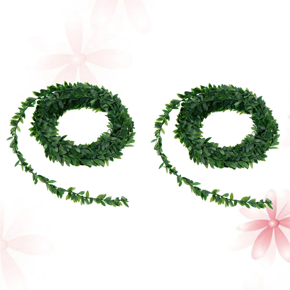 

2 Pcs Artificial Leaves Green Vines Garland Home Decoration Cake Hanging Vines Fake Vine Plants Decoration Home