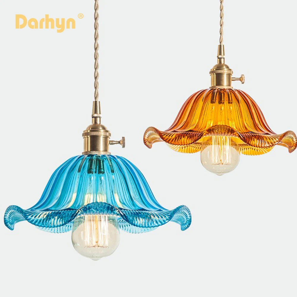 

brass glass Pendant Light Nordic Creative minimalist single head E27 Pendant Lamp For Restaurant bar balcony cafe