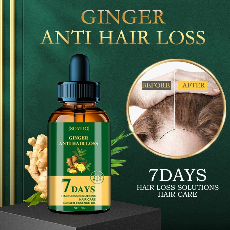 Масло эфирное Ginger Hair Growth Essential Oil для быстрого роста волос и профилактики облысения у мужчин и женщин.