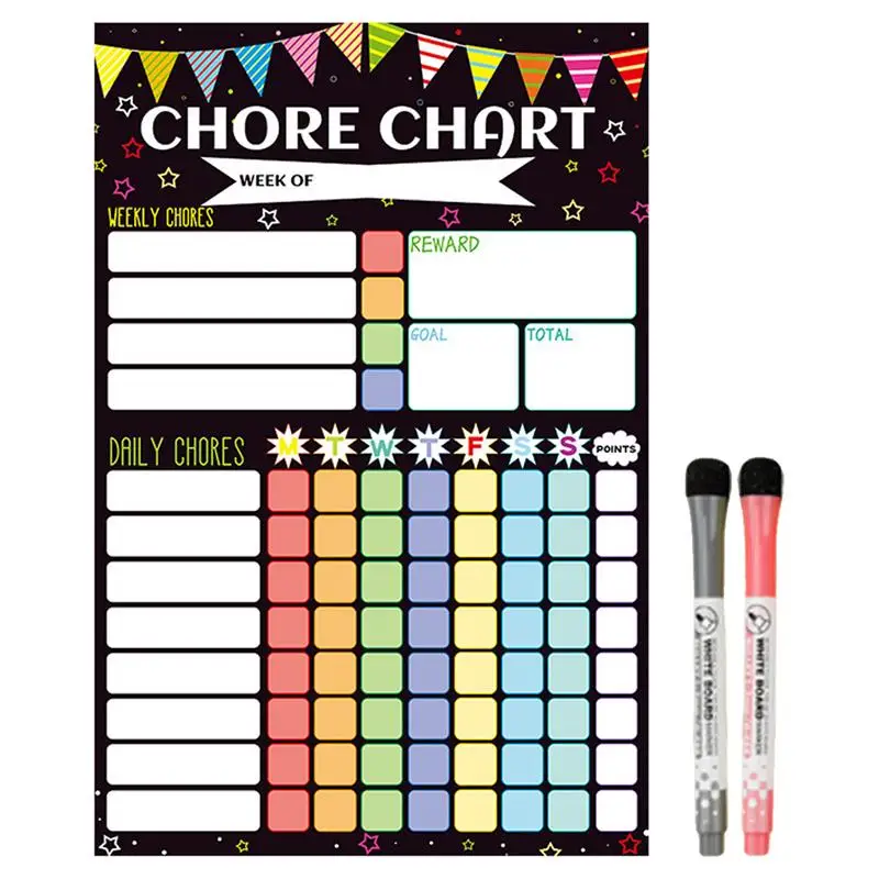 

Magnetic Chore Chart Weekly Visual Schedule For Kids Dry Erase Behavior Charts With 2 Markers Magnetic Refrigerator Calendar
