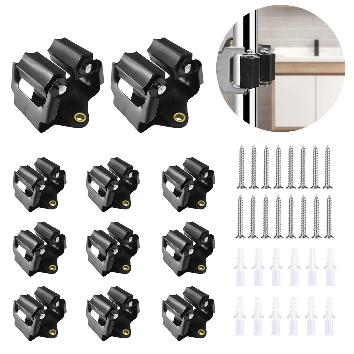 

12pcs Broom Hanger Mop and Broom Holder Wall Mount Broom Organizer Grip Clips Wall Mounted Garden Storage Rack Office Kitchen