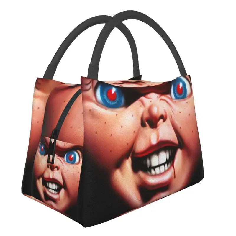 

Horror Killer Chucky Thermal Insulated Lunch Bag Women Child's Play Movie Portable Lunch Container Storage Meal Food Box