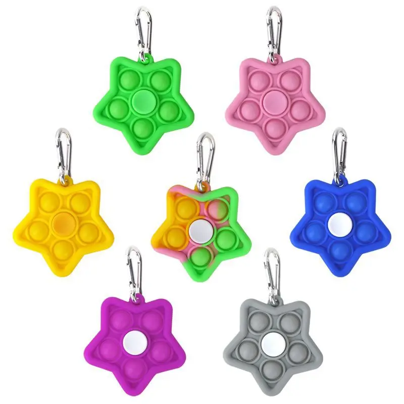 

New Fashion Fidgets Star Spinner Fingertip Gyro Anti-Stress Relieve Keychain Squeeze Push Bubble Soft Squishy Toy for Kids Gift