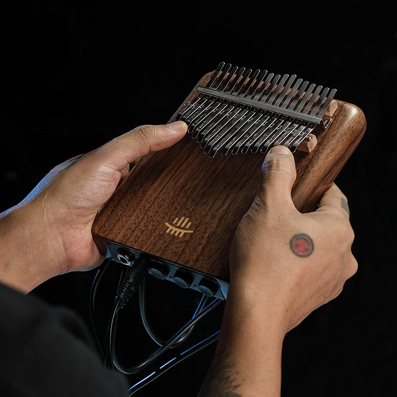 

New 17 Keys Electric Kalimba Walnut Thumb Professional Creative Finger Piano with Learning Instruction Marimba Case Set