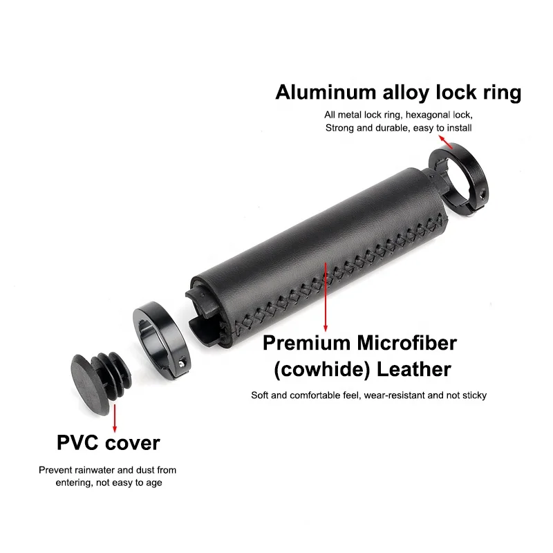 Кожаные Нескользящие амортизирующие Грипсы для руля велосипеда 135 мм