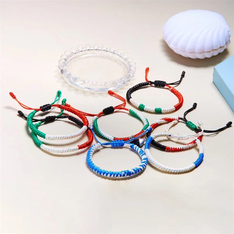 Очаровательный браслет с цветной веревкой и флагом Палестины Израиля для женщин