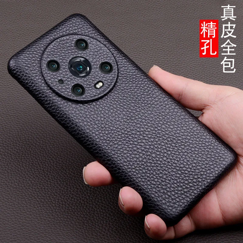 

Hot Sales New Wholesale Retail Full Grain Cow Skin Leather Cover Cases For Honor Magic 4 Magic4 Pro Genuine Cowhide Case
