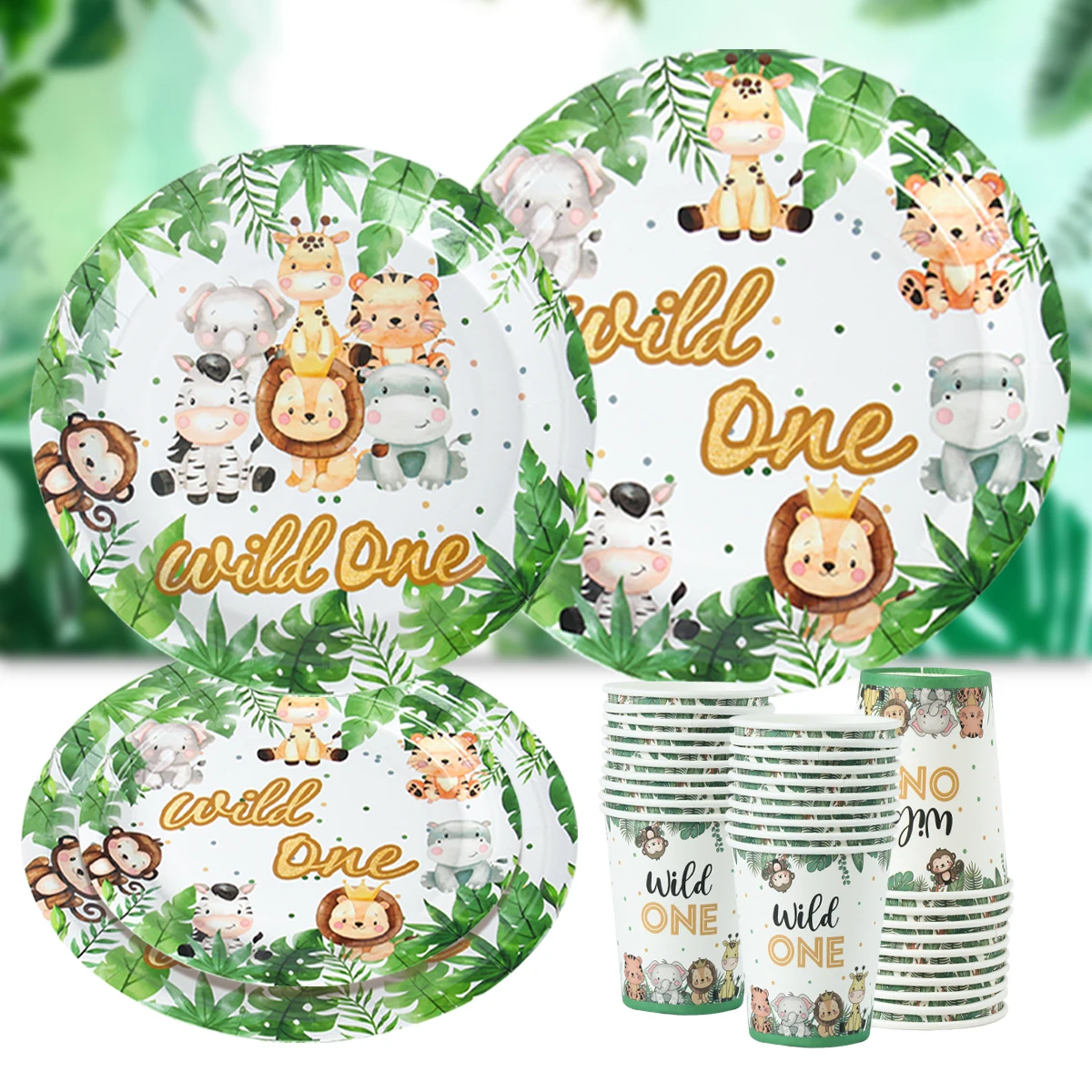 

Jungle Animal Disposable Tableware Decoration Forest Animal Wild One Kids Safari 1st Birthday Party Decor Baby Shower Supplies