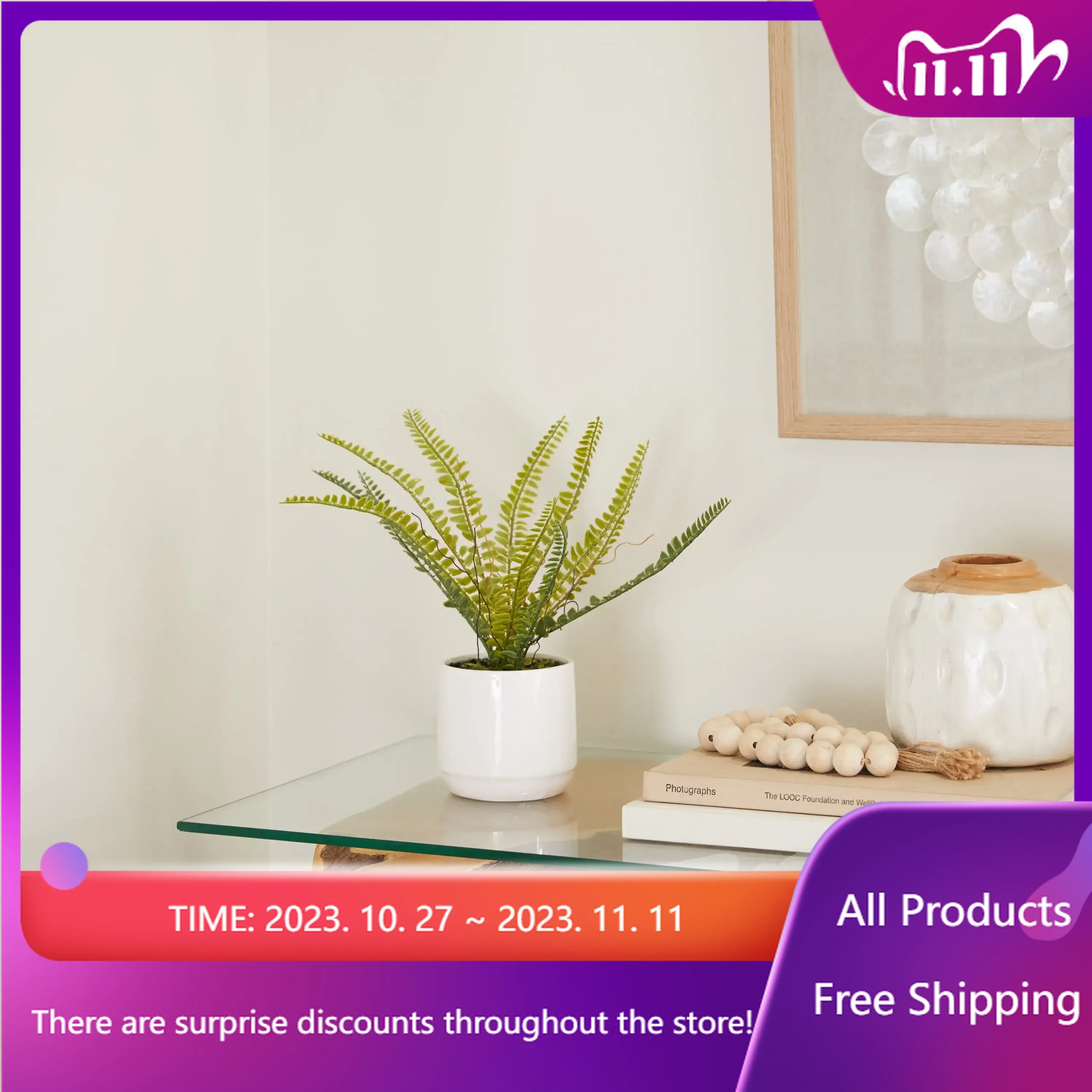 

The Novogratz 12" Artificial Fern Plant in Realistic Leaves and White Ceramic Pot Fast Transportation