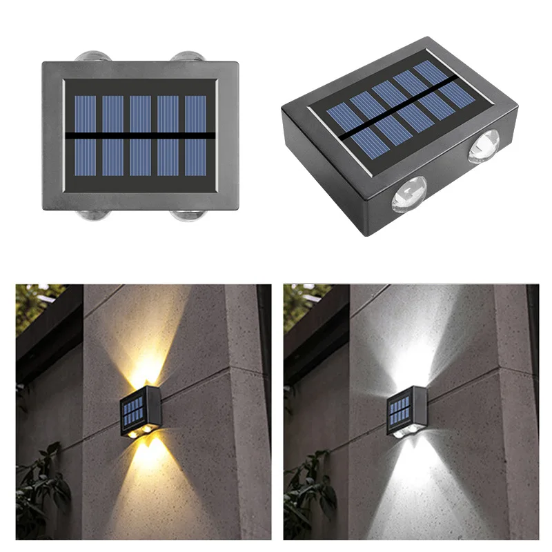 Solar Outdoor Wall Lamp Waterproof Up And Down Luminous Lighting LED Garden Decoration Wall Lights for Landscape Fence Porch