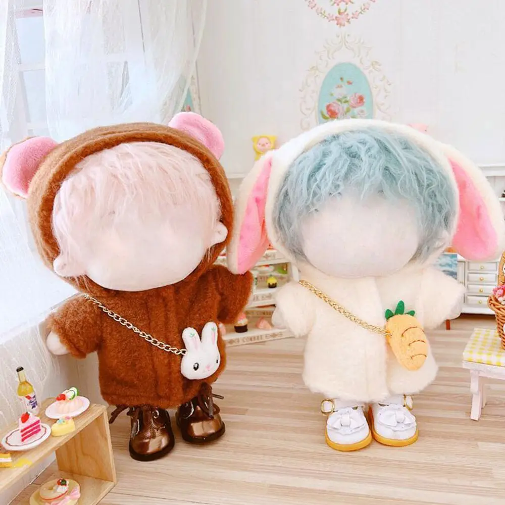 

20cm Doll Clothes Mini Animal Plush Overcoat Fashion Rabbit Bear Replaceable Winter Hairy Outfits Doll Clothes Accessories gift