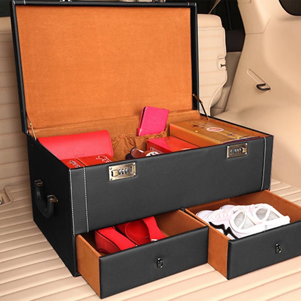 

Новый автомобильный деревянный ящик для хранения, вместительный ящик для хранения в багажнике автомобиля, ящик для хранения мелочей, отдел...