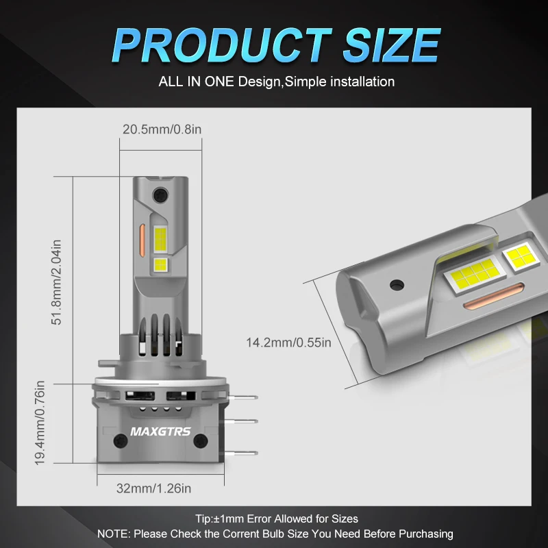 2 шт. H15 светодиодные лампы для фар CANBUS 6500K белые 30000LM Автомобильные дальнего света