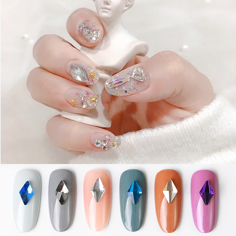 6x10 мм 100 шт. популярные подвески для ногтей в форме ромба кристаллы разных цветов