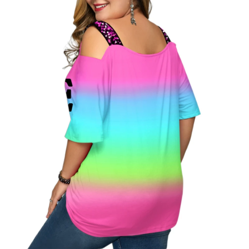 Women Oversized T Shirt Sexy Off Shoulder Graphic Tees Women Plus Size 4XL 5XL Women'S Clothing Female Pullover Camisetas Mujer