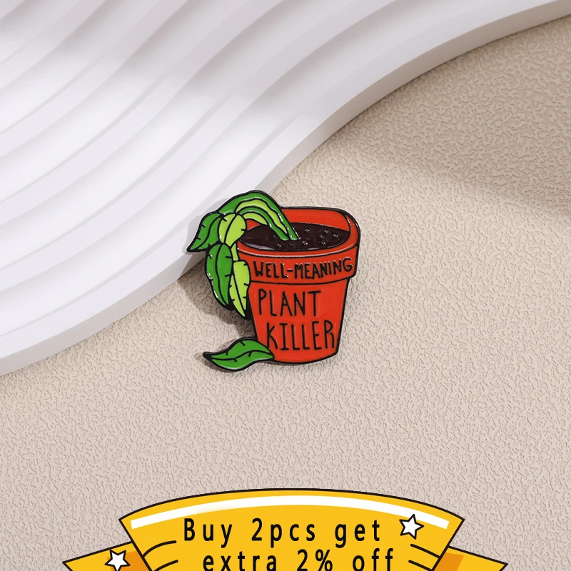 Эмалированные заколки-убийца растений значки в горшке забавные растения