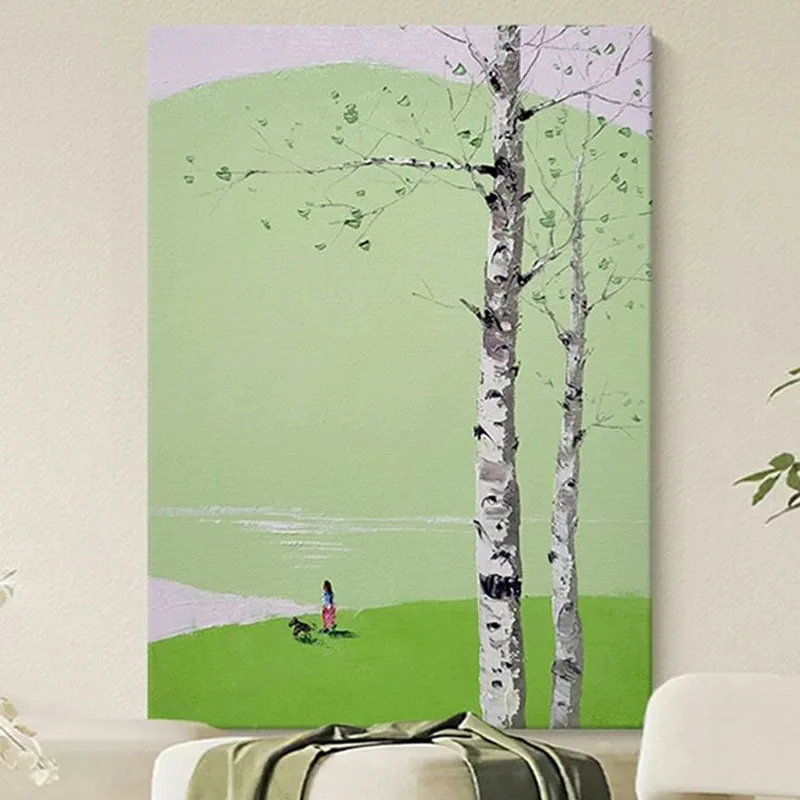 Красивый пейзаж с зеленым полетом картина маслом ручной работы на холсте