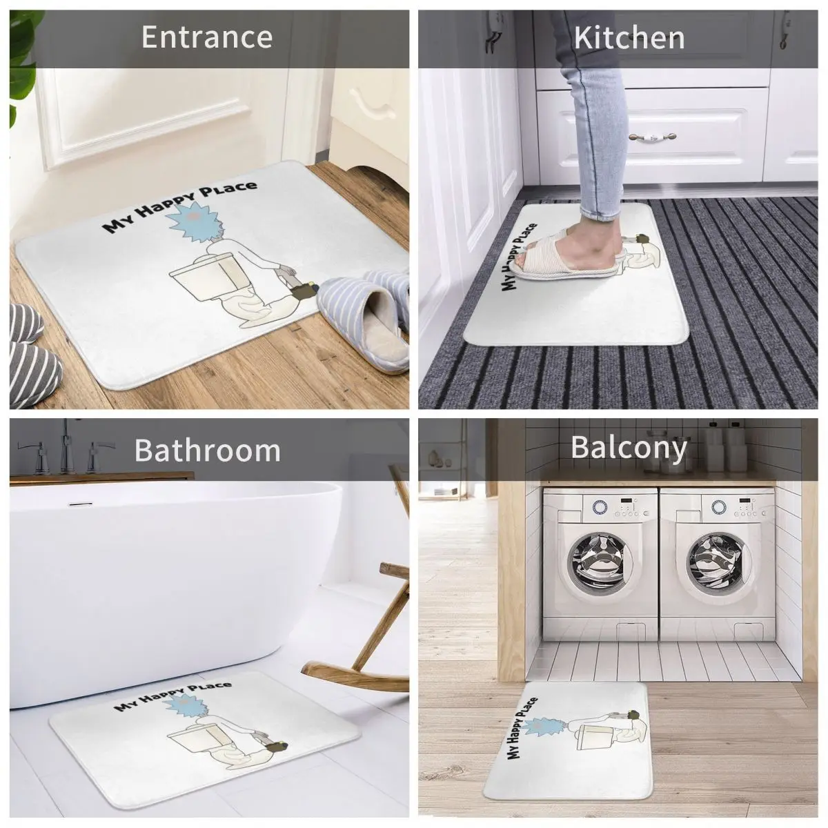 

Коврик Рик на его унитаз, декоративный художественный ковер 3D, нескользящий, для прихожей, гостиной, кухни, ванной комнаты, моющийся для прих...