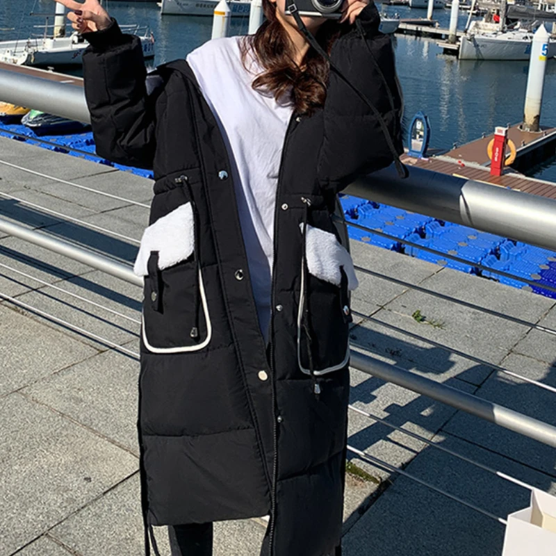New Tide Ins Loose Coat Female Casual Trench Women Mori Style Thickening Cotton-padded School Long Over-the-knee Winter Overcoat